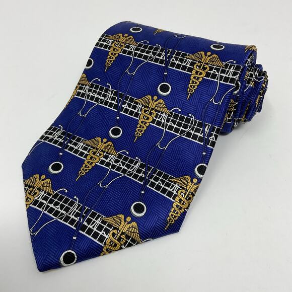 Vintage 1998 Ralph Marlin RM Style Necktie Medical Stripe 100% Silk Made in USA - Picture 1 of 4